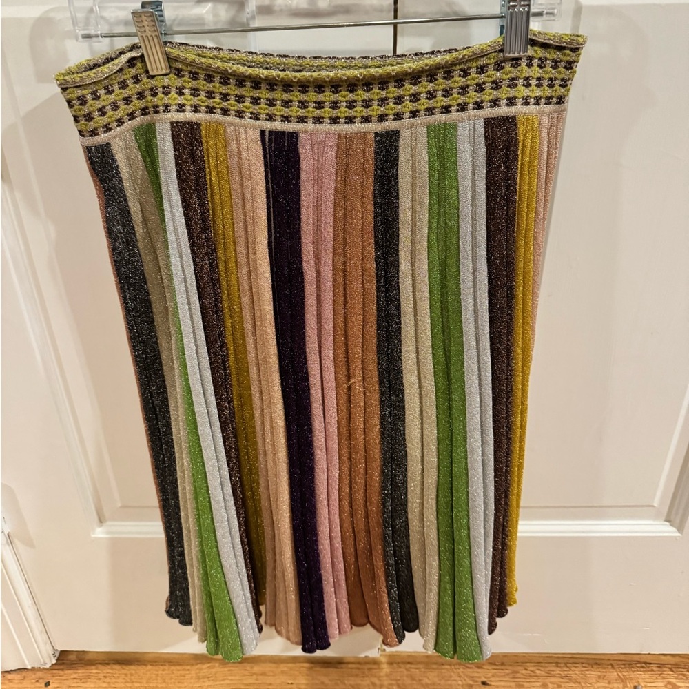 missoni glittery multicolor stripe midi skirt 48 XL a line flowy colorful fun - Picture 6 of 15